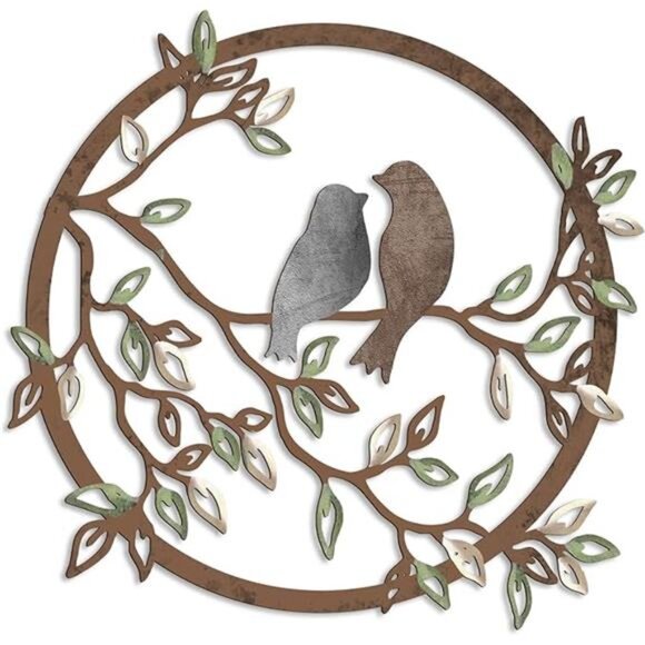 Ferraycle Metal Wall Art Bird on Tree Branch Bird Wall Silhouette Bird Wall Art - Picture 7 of 7